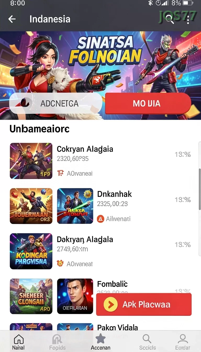 Cuplikan layar TEXAS88 — menu navigasi